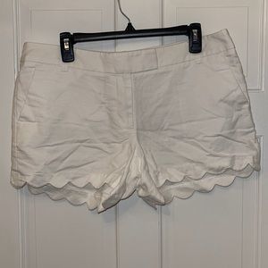 J. Crew White Linen Scalloped Chino Shorts